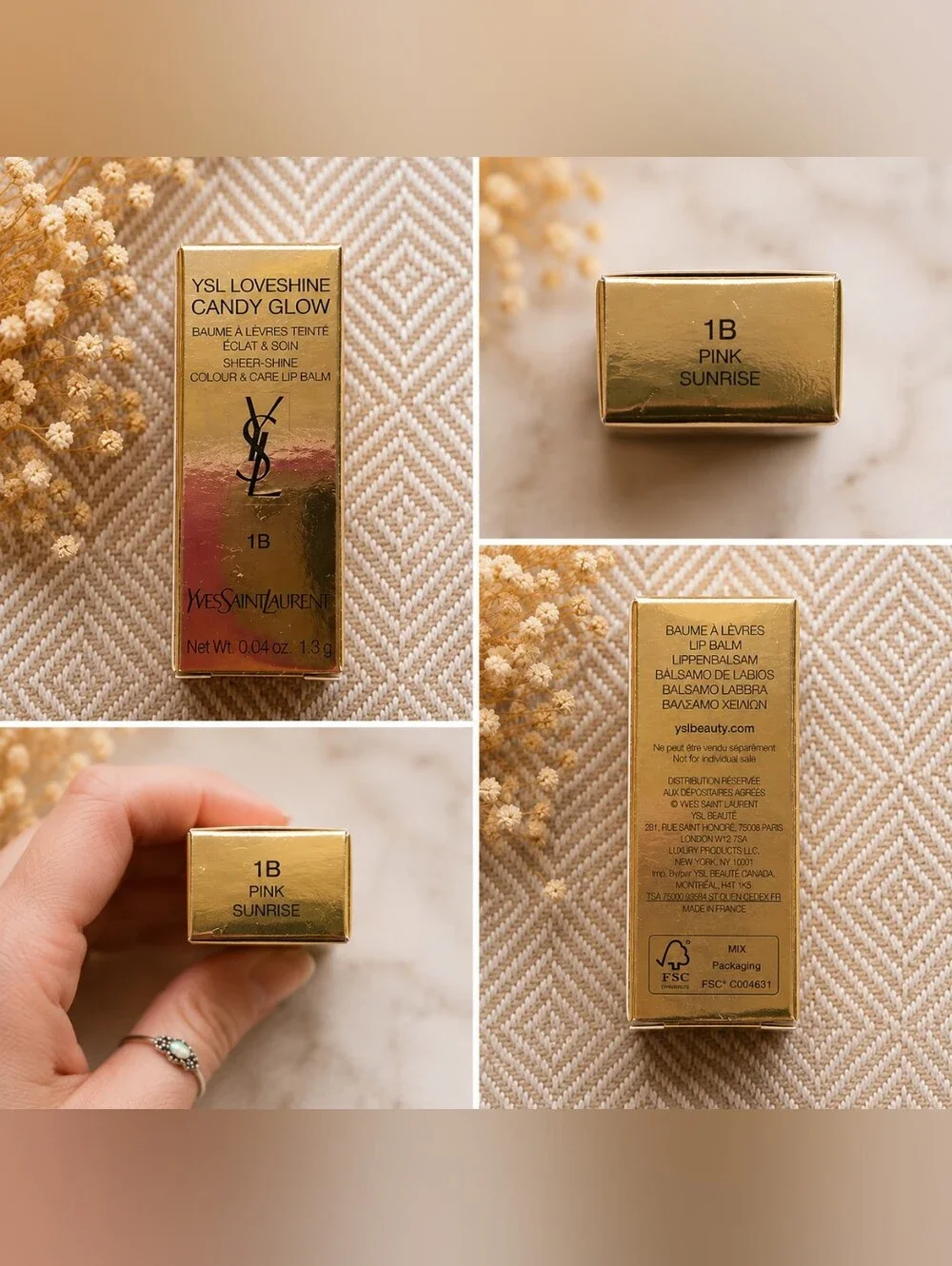 Yves Saint Laurent LoveShine Candy Glow Lip Balm - 1B Pink Sunrise .04oz